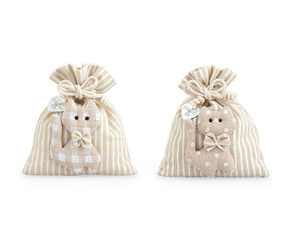 SACCH.RIGHE BEIGE C/GATTO ASS. 100X120 MM