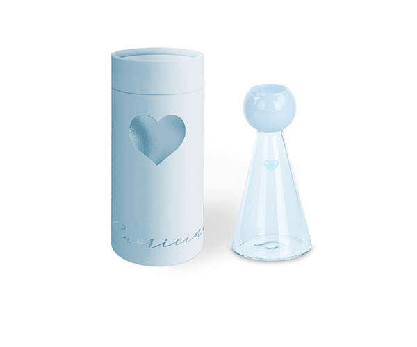 VASO ANGELO AZZURRO C/CUORE C/SCATOLA H.120 MM