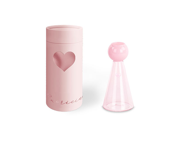 VASO ANGELO ROSA C/CUORE C/SCATOLA H.120 MM