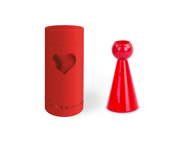 VASO ANGELO ROSSO C/CUORE C/SCATOLA H.120 MM