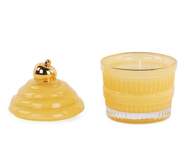 CANDELA CUPCAKE GIALLA CON SCATOLA ø 95X130MM