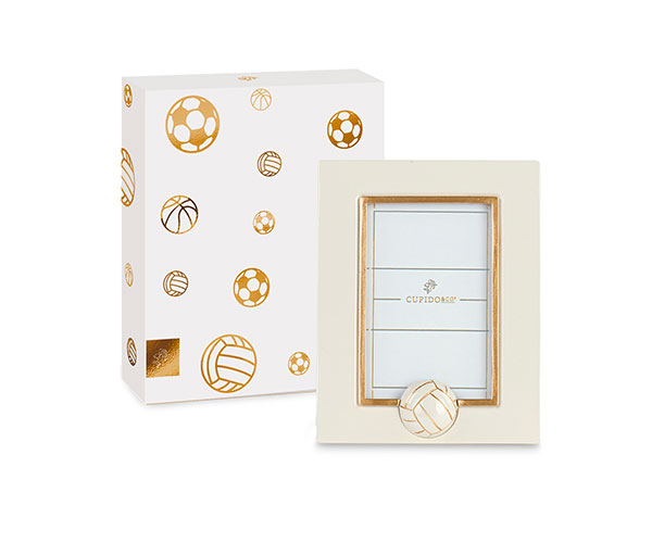 PORTAFOTO VOLLEY BIANCO-ORO C/SCATOLA 95X120 MM