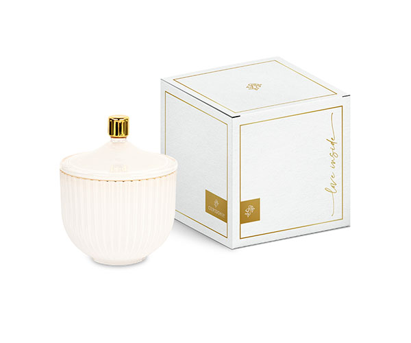 POTICHE PLISSE' BIANCA C/SCAT. ø 90XH.115 MM