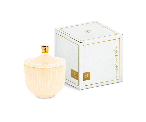 POTICHE PLISSE' CREMA C/SCAT. ø 90XH.115 MM