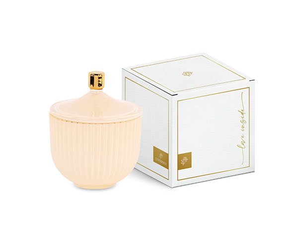 POTICHE PLISSE' CREMA C/SCAT. ø 105XH.130 MM