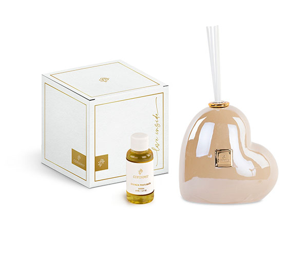 DIFFUSORE CUORE BEIGE PERLATO C/SCATOLA H.140 MM