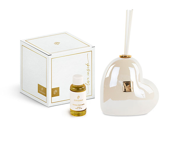 DIFFUSORE CUORE AVORIO PERLATO C/SCATOLA H.140 MM