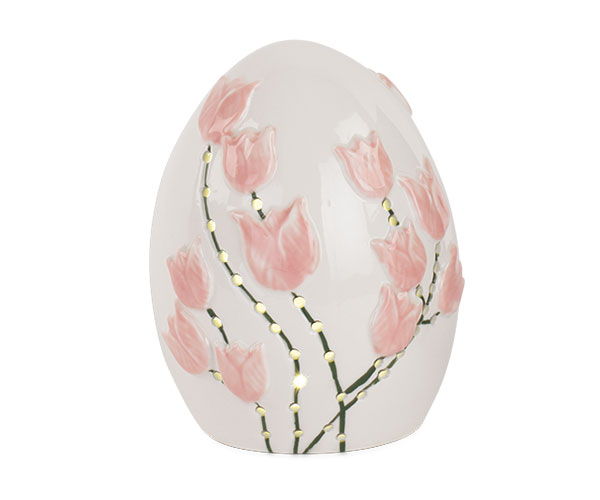 UOVO TULIPANI ROSA CON LED H.125MM