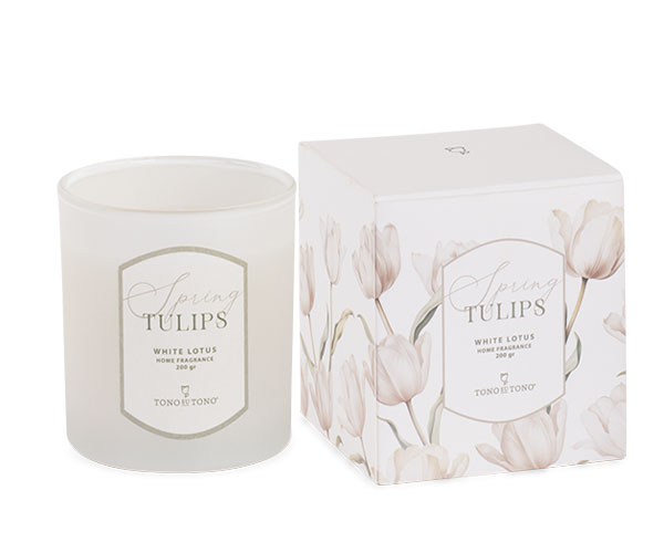 CANDELA BIANCA SPRING TULIPS CON SCATOLA ø 80XH.90MM
