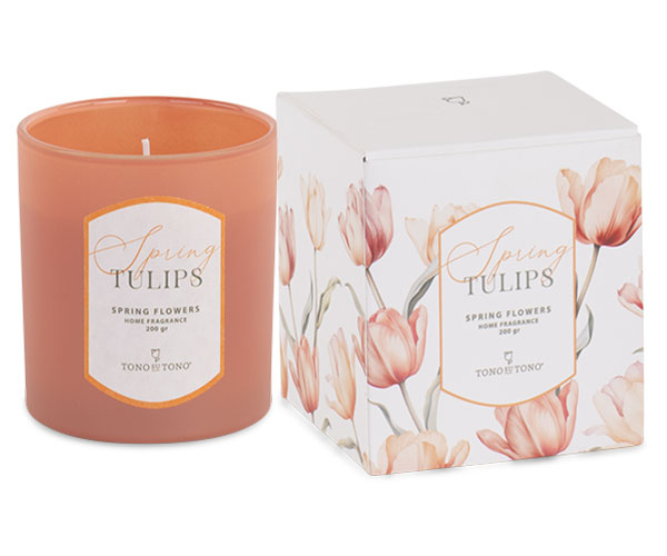 CANDELA PESCA SPRING TULIPS CON SCATOLA ø 80XH.90MM