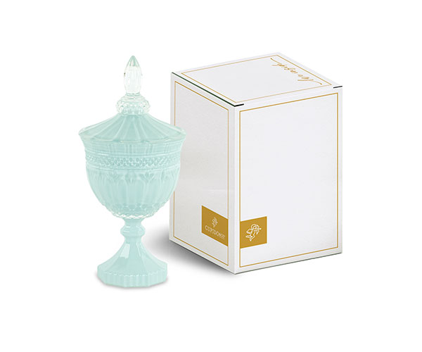 POTICHE COPPA AZZURRA C/SCATOLA ø 115XH.240 MM