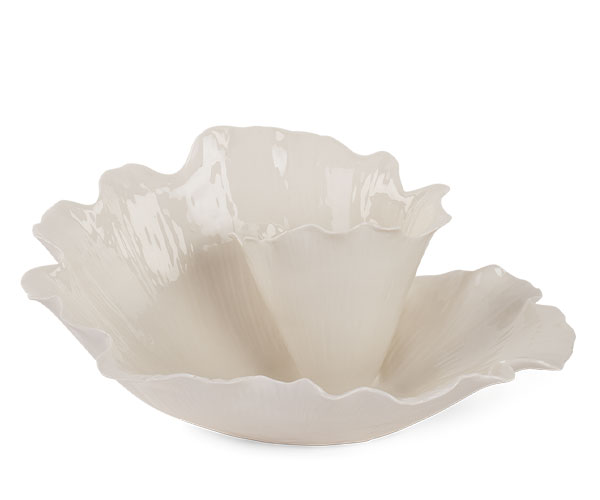 VASSOIO FIORE CON ROUCHES BIANCO ø 375XH.175MM