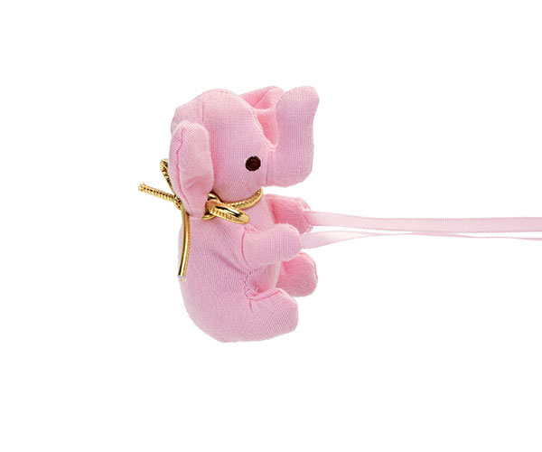 ELEFANTINO ROSA CON NASTRI H.115 MM