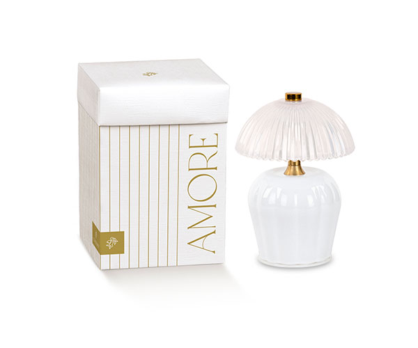 LAMPADA VETRO BIANCA C/SCATOLA H.145 MM