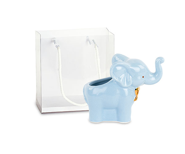 ELEFANTINO CACHEPOT AZZURRO C/SHOPPER H.100X130 MM