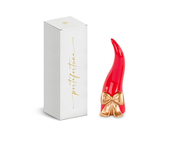 CORNETTO ROSSO C/FIOCCO ORO C/SCATOLA H.120 MM