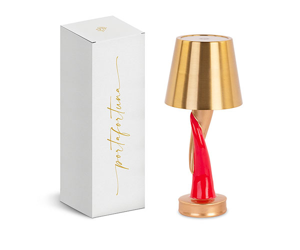 LAMPADA CORNETTO ROSSO/ORO RIC. C/SCATOLA H245 MM