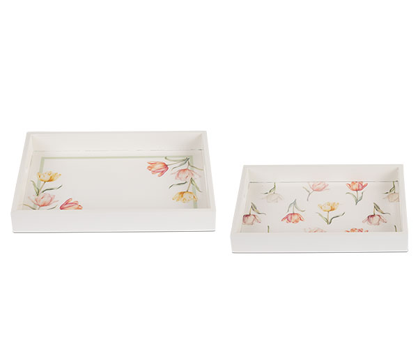 SET 2 VASSOI SPRING TULIPS 315X215X40 360X260X40MM