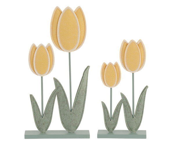 SET 2 COPPIE DI TULIPANI GIALLI H.300/400MM