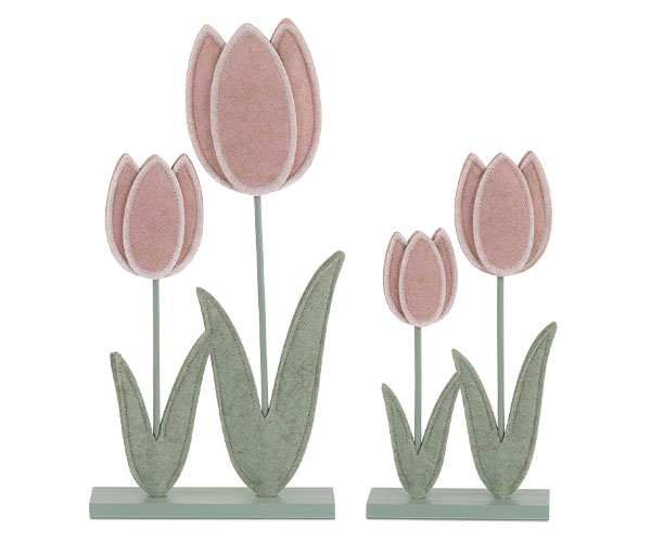 SET 2 COPPIE DI TULIPANI ROSA H.300/400MM