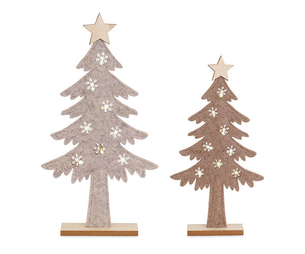 S/2 ALBERI PANNO BEIGE CON LED H.410/505 MM