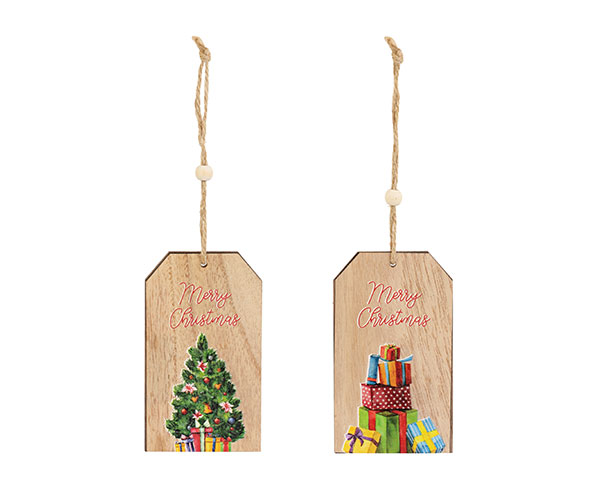 TAG LEGNO MERRY CHRISTMAS ASS. H.115 MM
