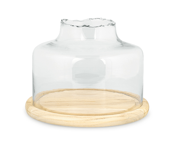 BASE LEGNO CON VASO VETRO