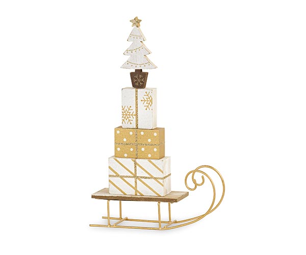 SLITTA ORO CON REGALI E ALBERO H.295 MM