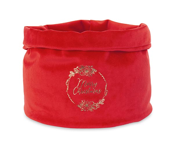 CESTINO VELL.ROSSO SCRITTA ORO D.240XH.200 MM