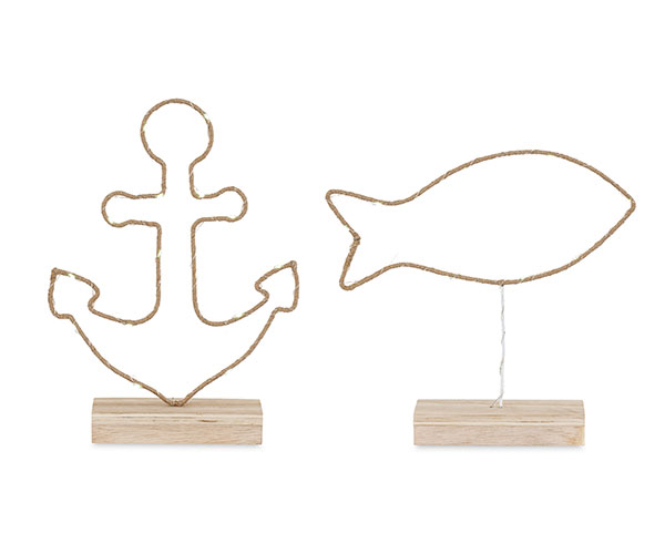 ANCORA-PESCE BASE LEGNO CON LED