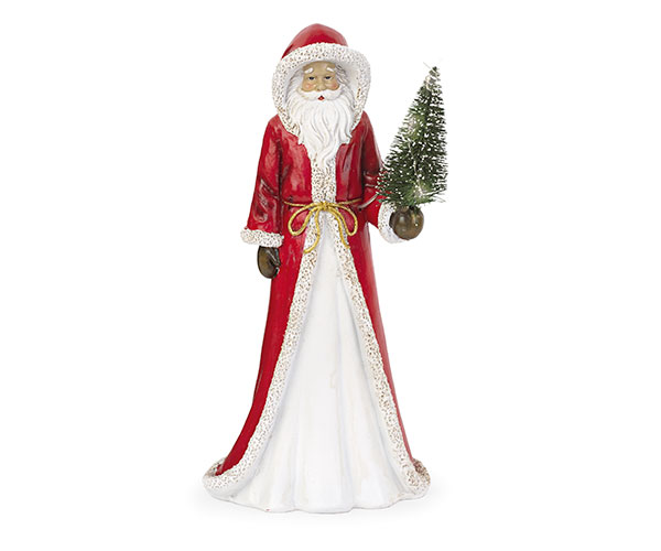 BABBO NATALE CON ALB.+LED RESINA H.345 MM