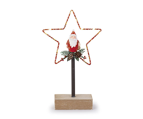 STELLA LED CON BABBO NATALE H.230 MM