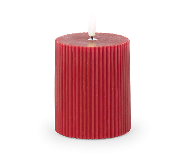 CANDELA LED CERA ROSSA D.80XH.100 MM