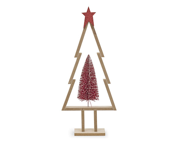 ALBERO LEGNO CON PINO ROSSO H.420 MM