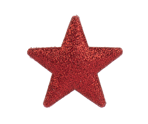 SET 4 STELLE GLITTER ROSSO CON ADESIVO