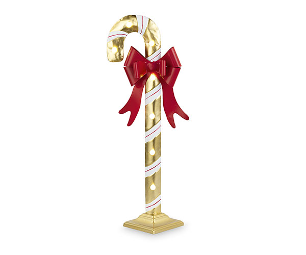 BASTONCINO NATALE BIAN/ORO LED H.730 MM