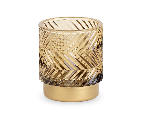 PORTA T-L VETRO ZIG-ZAG ORO D.70XH.80 MM