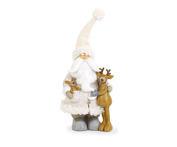 BABBO NATALE AVORIO CON RENNA H.290 MM