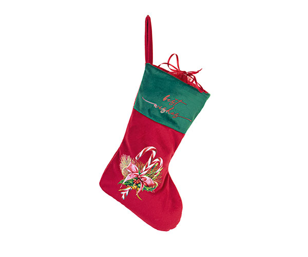 CALZA VELLUTO ROSSO DECORATO H.340 MM