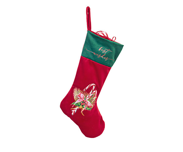 CALZA VELLUTO ROSSO DECORATO H.430 MM