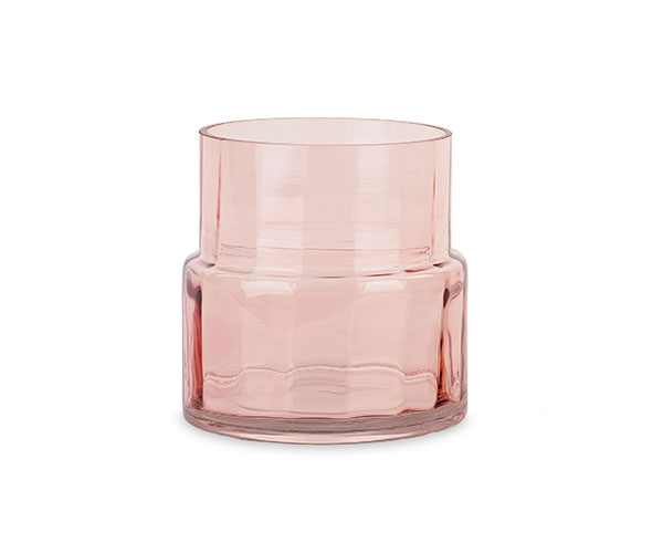 VASO RIGHE VETRO ROSA