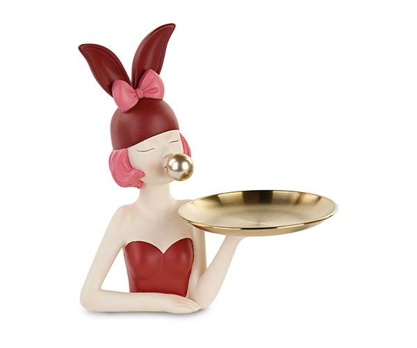 BUSTO PIN-UP GIRL ROSSA CON VASSOIO