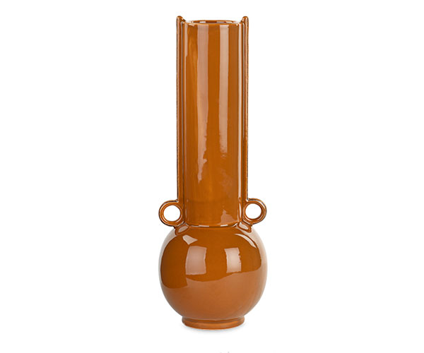 VASO CON ANELLI TERRA DI SIENA H.370 MM