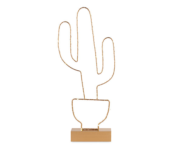 CACTUS ORO METALLO CON LED