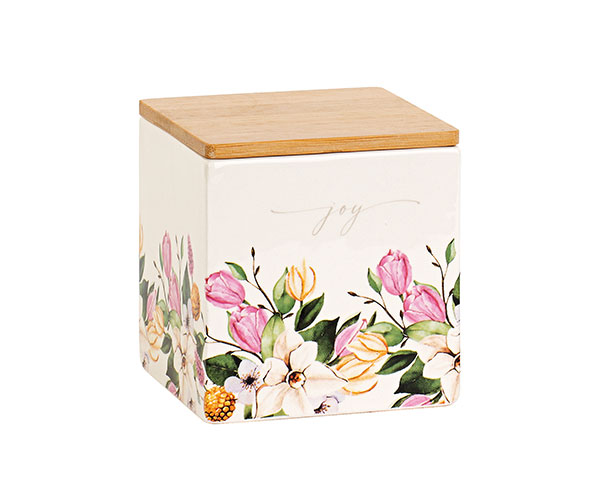 CONTENITORE FIORI CON CANDELA ALLA ROSA + SCATOLA 