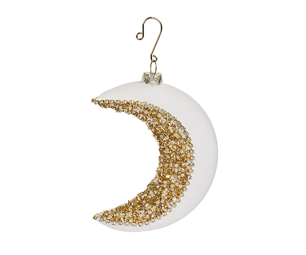 ADDOBBO LUNA VETRO BIANCA H.130 MM