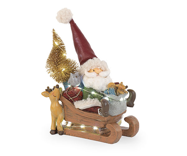 SLITTA CON BABBO NATALE E LED H.230 MM