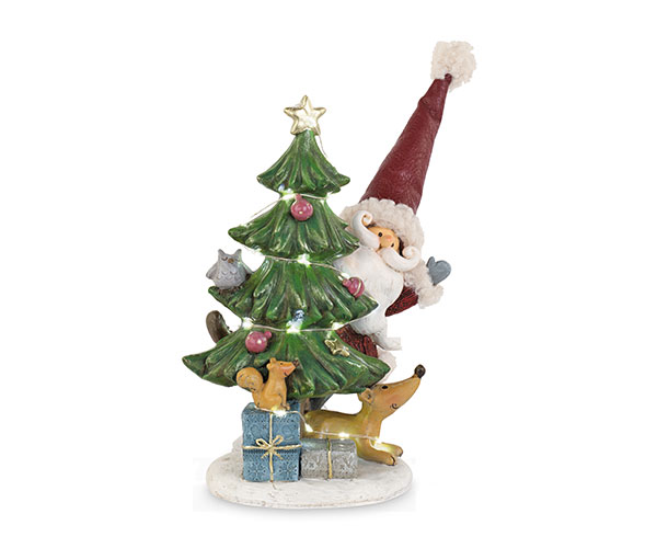 ALBERO CON BABBO NATALE E LED H.250 MM