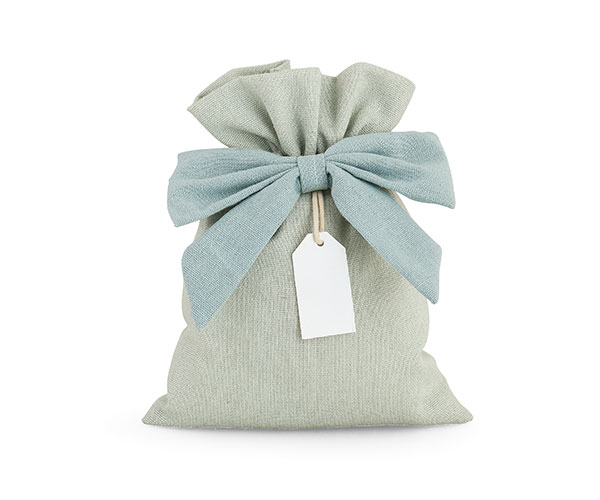 SACCHETTO CELESTE C/FIOCCO+TAG 150X200 MM