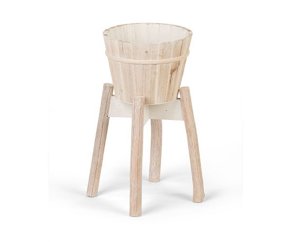 COPRIVASO C/BASE LEGNO SBIANC. ø 200XH.400 MM